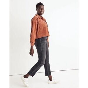 Madewell Knit Corduroy Crop Shirt-Jacket Orange Medium